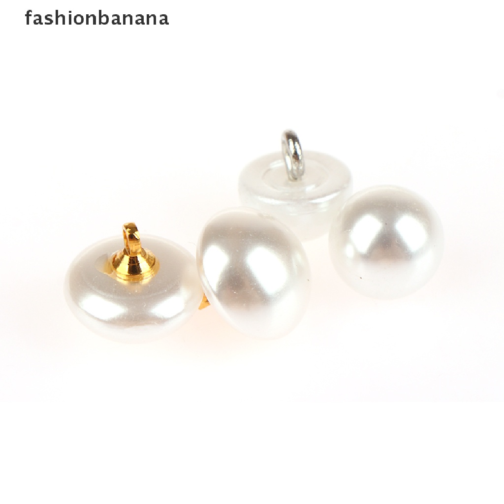 Set 10 Nút Nhựa Hình Nấm Đính Ngọc Trai Giả 10mm / 12mm Trang Trí Quần Áo DIY