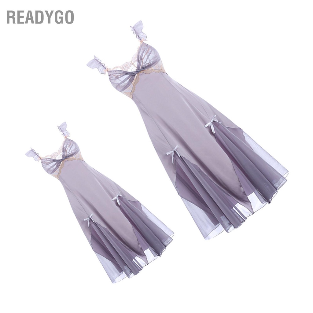 Đầm Ngủ Hai Lớp Cổ Chữ V Khoét Sâu Bằng Vải Satin Phối Lưới Trong Suốt Thắt Nơ Dễ Thương Quyế | BigBuy360 - bigbuy360.vn