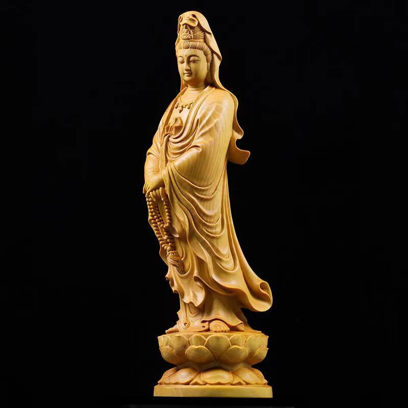 Mô Hình Tượng Phật Bằng Gỗ Rosary Guanyin Bodhisattva Guanyin Dùng Trang Trí Văn Phòng / Xe Hơi
