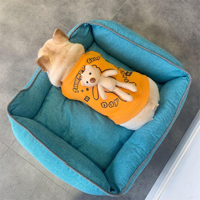 Áo Thu Đông Bằng Vải Nhung Dày Dặn Giữ Ấm In Họa Tiết Chó Bull Pháp Dành Cho Cún Cưng