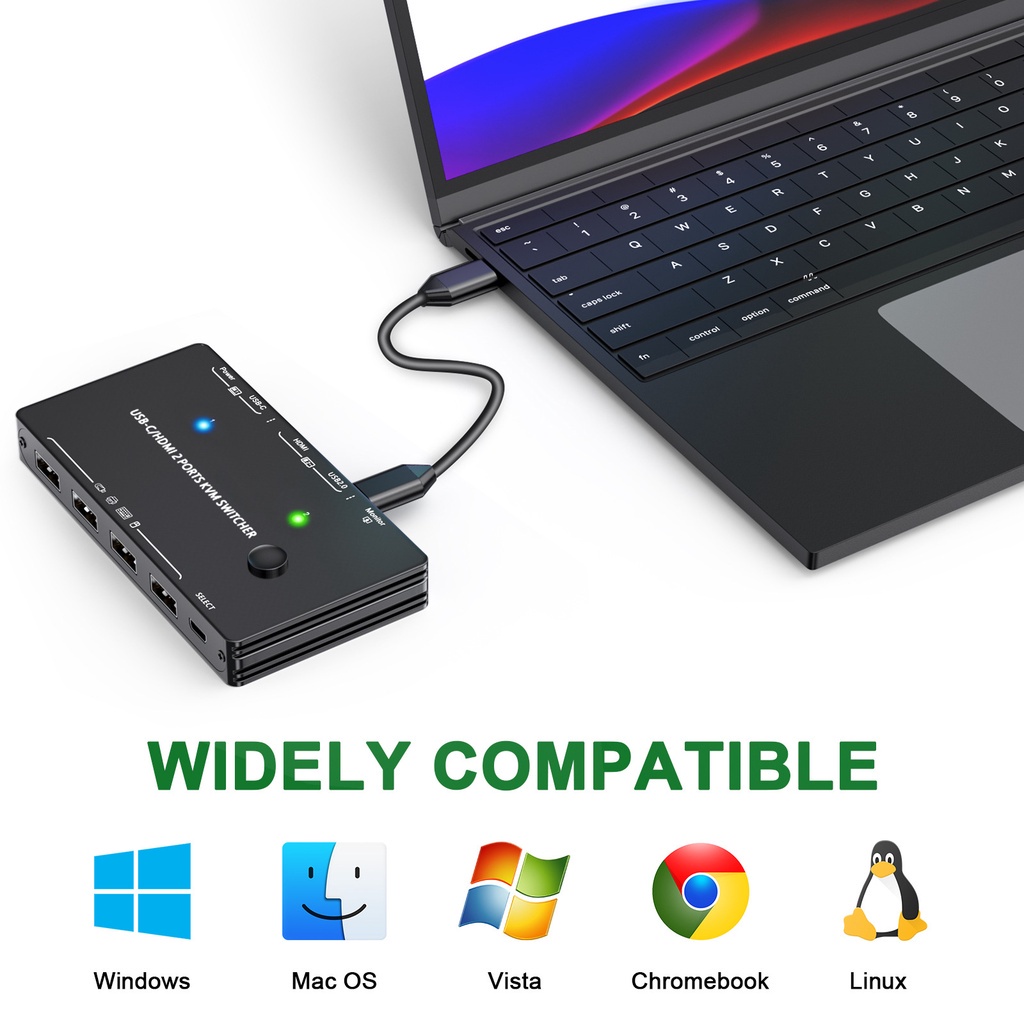 Công Tắc Chuyển Đổi 4K60HZ 2 Trong 1 USB-C Sang HDMI KVM Hỗ Trợ PD Charg Cho 2 Máy Tính