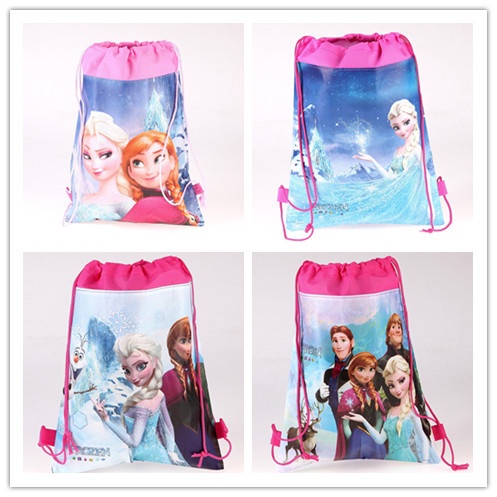 Túi Dây Rút Chất Liệu Vải Không Dệt Họa Tiết Hoạt Hình Frozen Cho Bé Gái