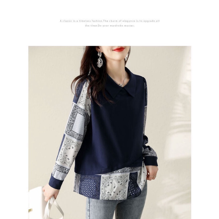 Áo Thun Mỏng Màu Xanh Navy Phong Cách Tối Giản Retro