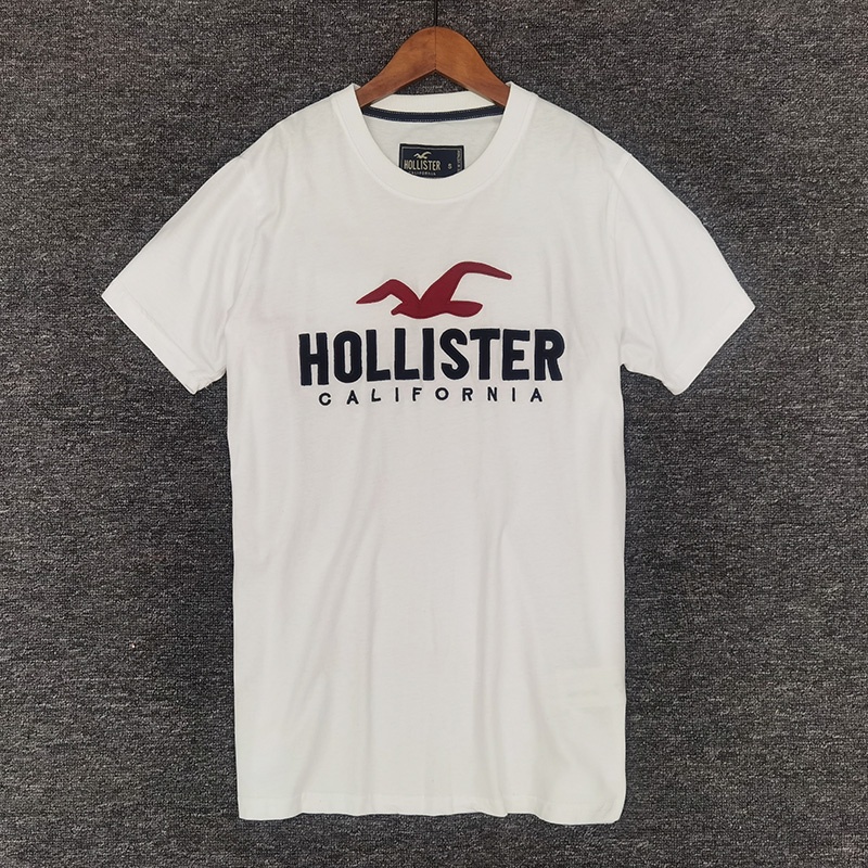 Áo Thun cotton Ngắn Tay Cổ Thuyền Hollister AF Hoco seagull Cá Tính Cho Nam