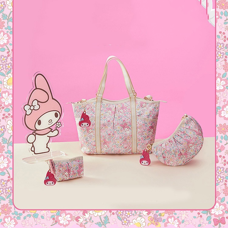 Túi Vải Tote s250 In Họa Tiết Hoa Hoạt Hình Kuromi Hợp Thời Trang Cho Bé Gái