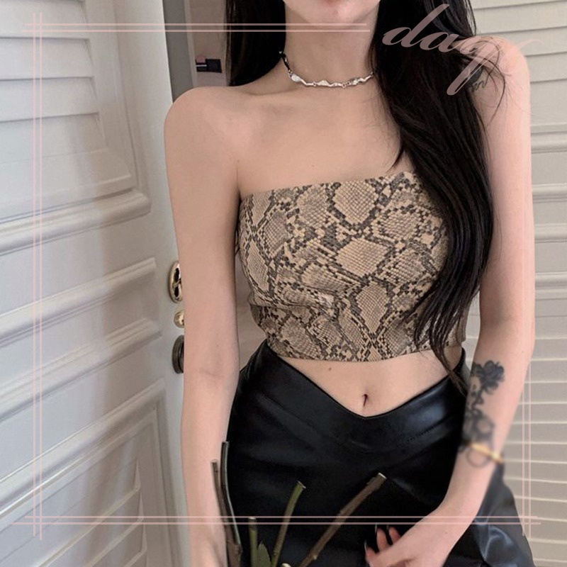 Áo Ống Croptop Không Dây Chống Chói In Họa Tiết Phong Cách Hàn Quốc Cho Nữ