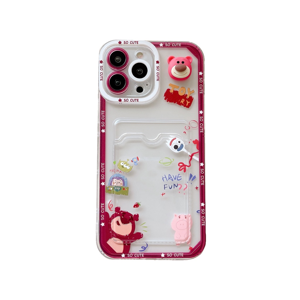 Ốp Điện Thoại tpu Silicon Mềm Trong Suốt Hình Gấu 3D Có Ngăn Đựng Ảnh Cho iPhone 14 13 12 11 Pro Max XS XR 7 8 Plus