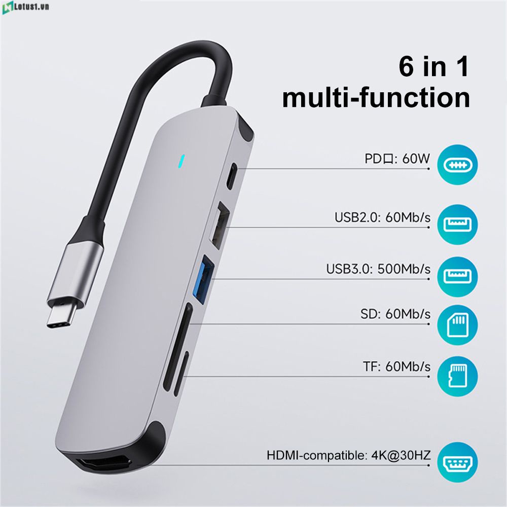 Hàng Có Sẵn Bộ Chuyển Đổi Type-C Hub USB-C Otg 4/5/6 Trong 1 Bộ Chia Tốc Độ Cao 5G Pbs Usb 3.0 2.0 Cho Macbook Pro Pc Hub [Công Nghệ Tuyệt Vời]