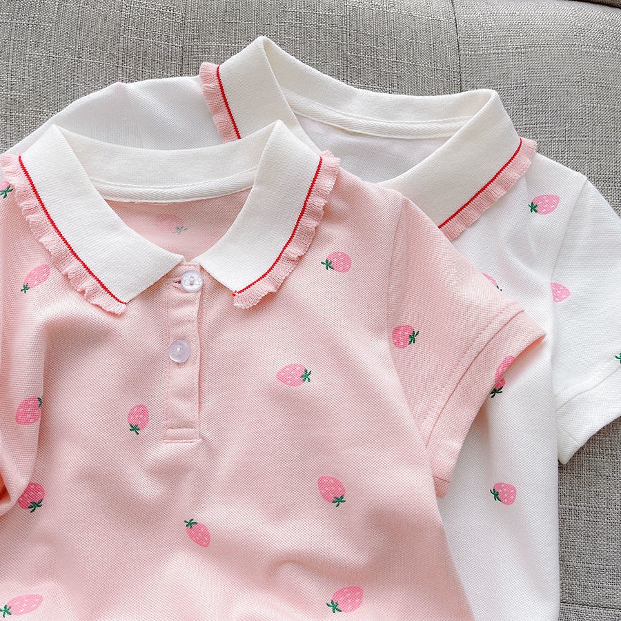 Áo Thun Polo Ngắn Tay Vải Cotton Mỏng Thời Trang Mùa Hè Cho Bé Gái