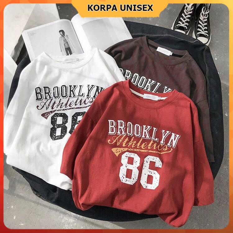 Áo thun tay lỡ form rộng in hoạ tiết Brooklyn 86 - Unisex nam nữ đều mặc được