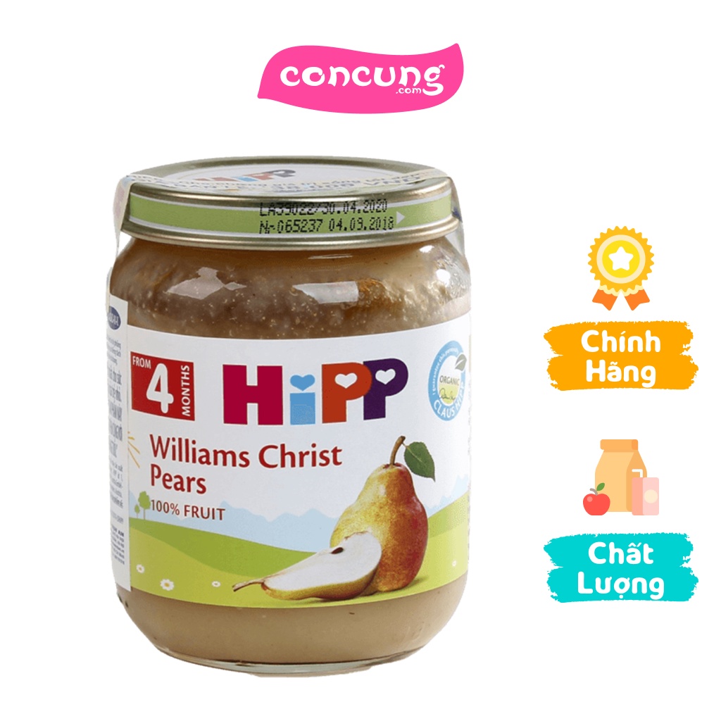 Dinh dưỡng đóng lọ HiPP Organic - Lê wiliams 125g