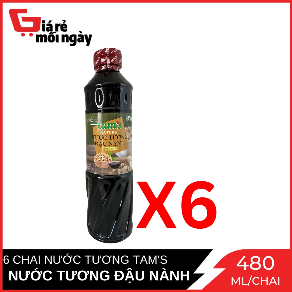 Combo 6 Chai Nước tương đậu nành Tam's chai 480ml x6
