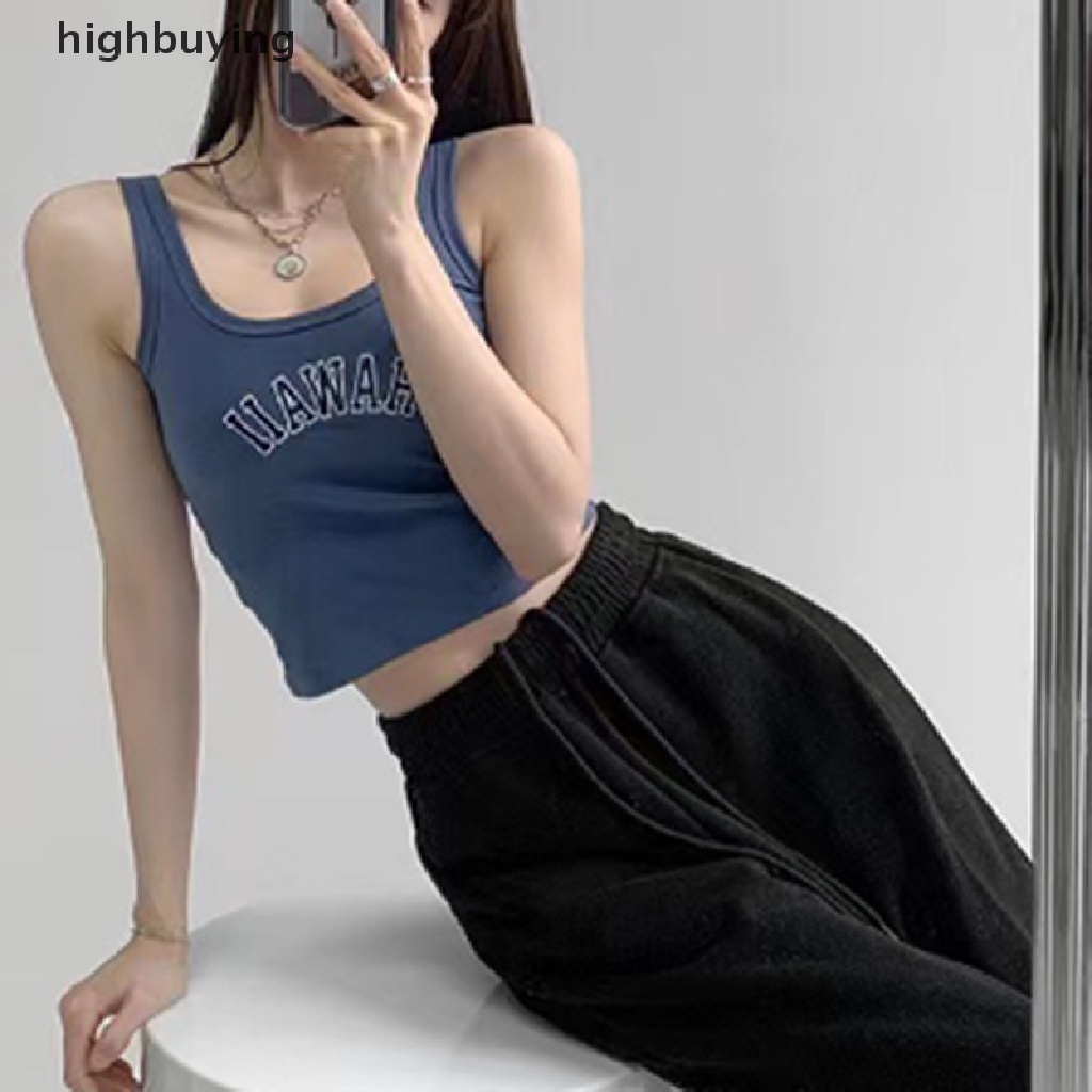 Áo Hai Dây Thêu Chữ Y2k Màu Sắc Ngọt Ngào Cho Nữ