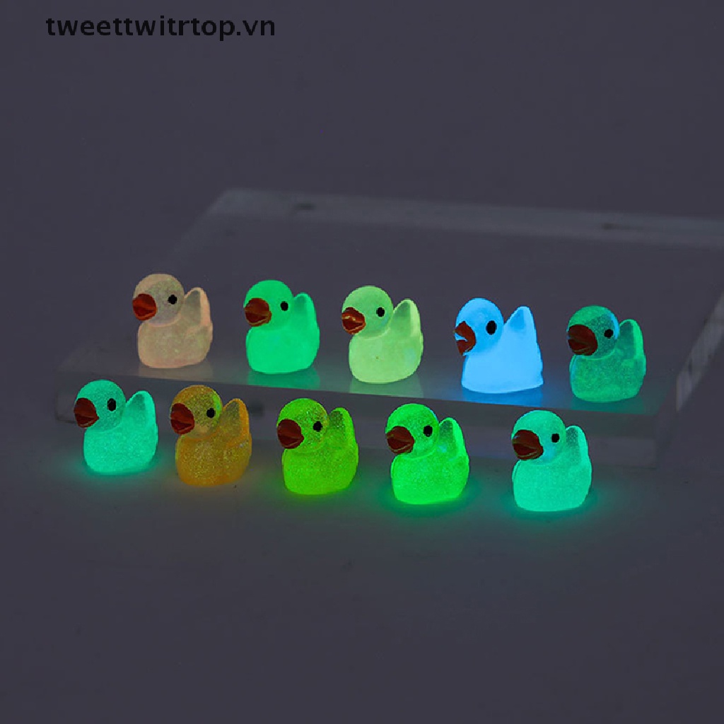Set 10 Chú Vịt Mini Bằng Nhựa Phát Sáng Trong Bóng Tối Trang Trí Tiểu Cảnh / Nhà Búp Bê / Sân Vườn DIY