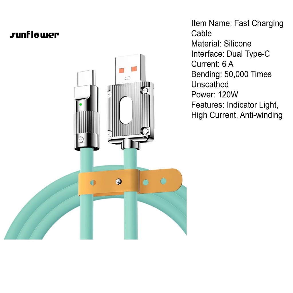 Dây Cáp Sạc Nhanh Hai Đầu Type-C Bằng Silicone 6A