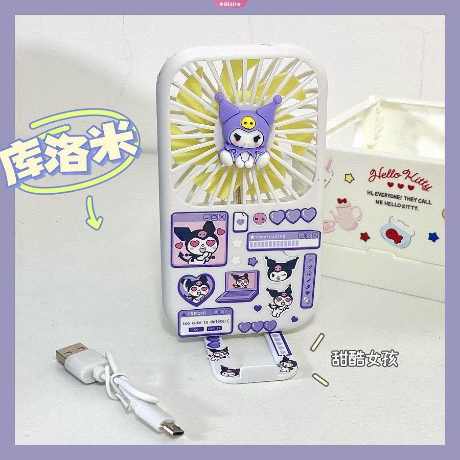 SANRIO Quạt Sạc Usb Cầm Tay Hình Hello Kitty Kuromi Cinnamoroll
