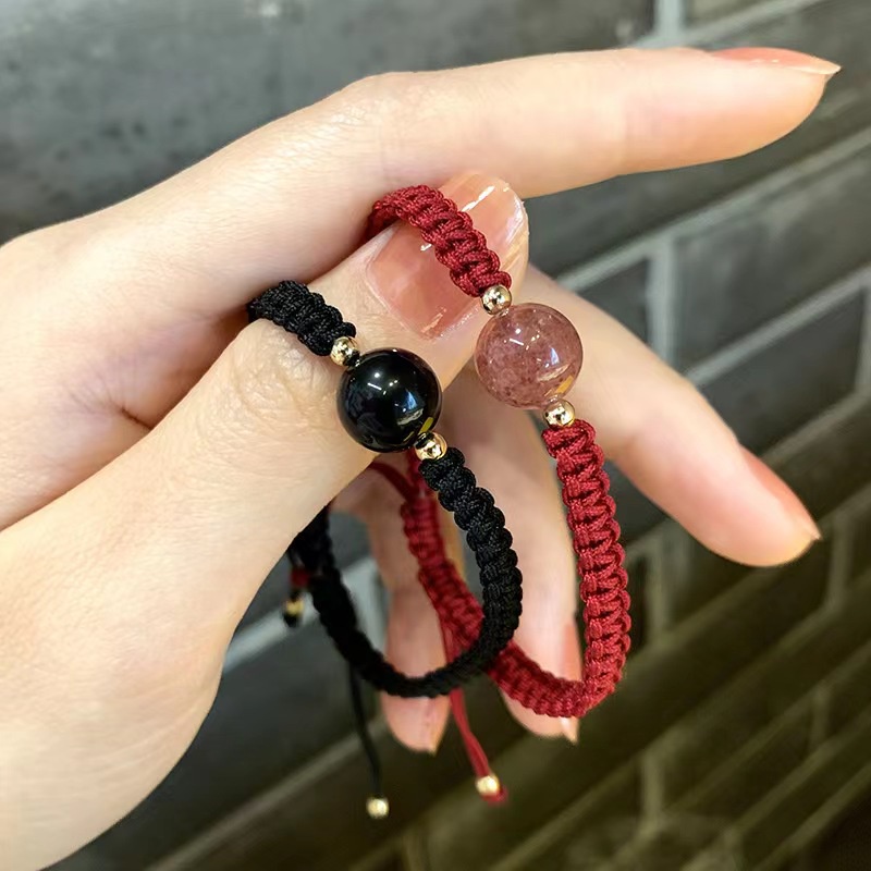 Vòng Tay Dây Bện Màu Đen Handmade Có Thể Điều Chỉnh Dành Cho Cặp Đôi / Tình Bạn