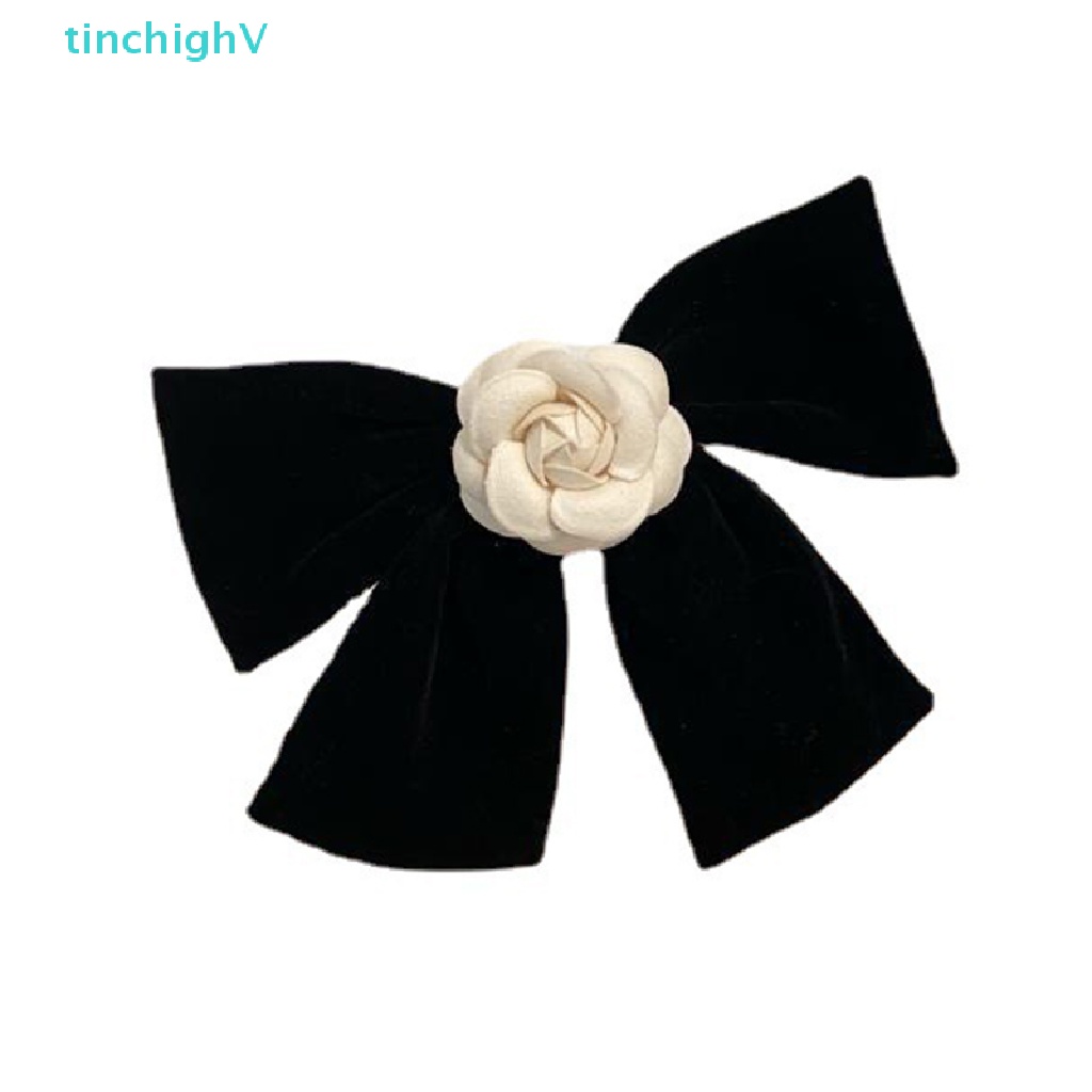 Kẹp Tóc Nơ Nhung Đen Lớn Phong Cách Vintage Cho Nữ