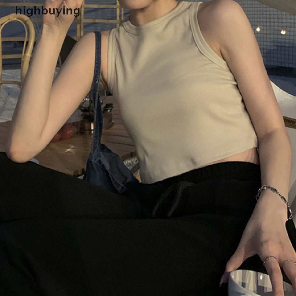 Áo Lửng Không Tay Cổ Tròn Màu Sắc Thời Trang Quyến Rũ Cho Nữ