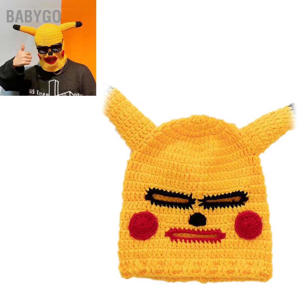 ● Mũ len hình Pikachu đội đầu hài hước, Mặt nạ dễ thương, Mũ Len đội đầu độc lạ