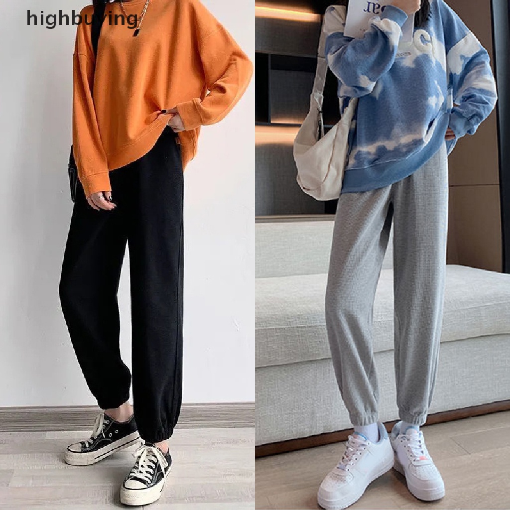 Quần Baggy Thể Thao Lưng Cao Phong Cách Harajuku Cho Nữ