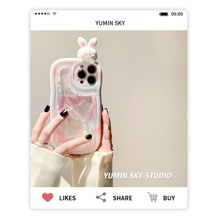 Ốp điện thoại mềm kim tuyến nước chống rơi hình thỏ thích hợp cho Iphone 14Promax 13 12 11 14pro 13Promax 13