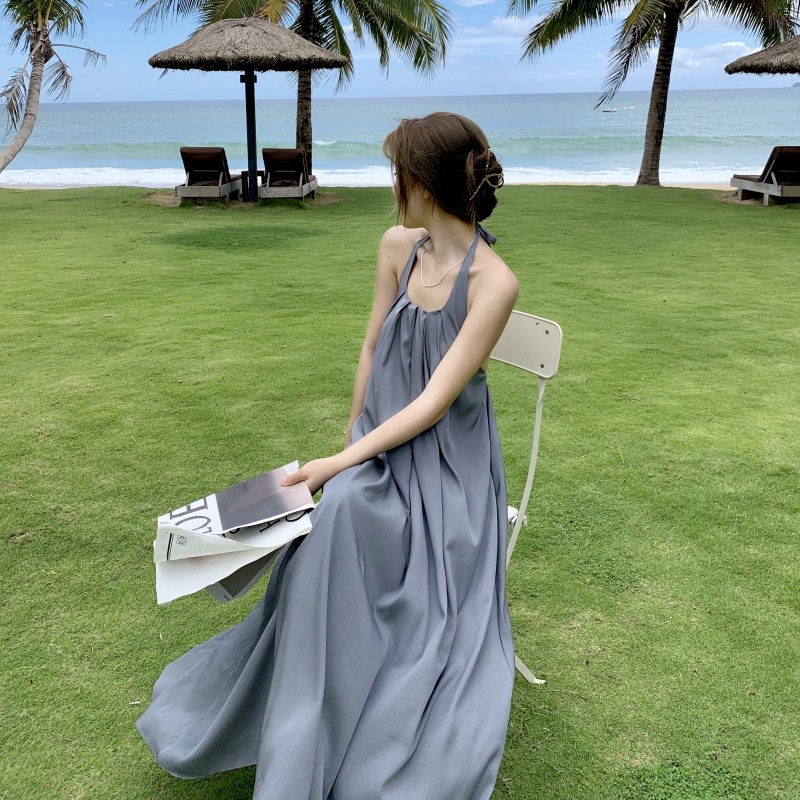 IELGY  Đầm Hai Dây Hở Lưng Phong Cách Pháp Quyến Rũ Cho Nữ