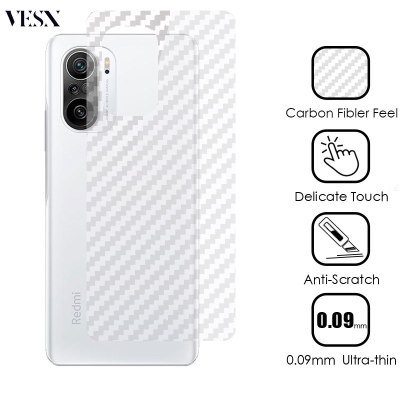 Miếng dán mặt lưng cacbon chống vân tay Cho Redmi A1 K60 K60E K50 K40 Gaming K30 K20 Pro Plus Pro + 5G 4G 2023