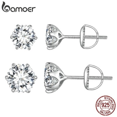 Bamoer Bông Tai Hình Móng Vuốt s925 0.5ct Và 1ct six mse020