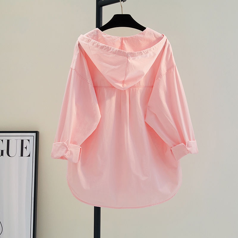 Áo Khoác Sơ Mi Chống Nắng Có Mũ Trùm Vải Cotton Mỏng Thời Trang Xuân Hè Hàng Mới 2023 Dành Cho Bạn Nữ