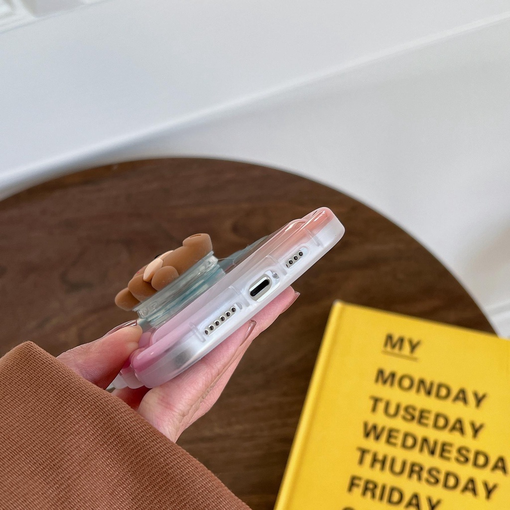 Ốp Điện Thoại Silicon Trong Suốt Họa Tiết Hoạt Hình Chú Gấu Dễ Thương Chống Sốc Cho iPhone 14 13 12 11 Pro Max