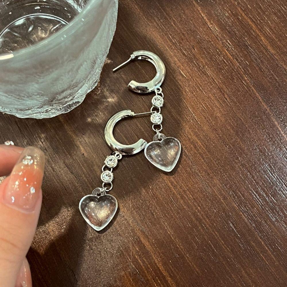 Khuyên Tai WMES15H Thời Trang Thanh Lịch Dành Cho Nữ|Khuyên Tai Lủng Lẳng Hình Trái Tim Phong Cách Hàn Quốc