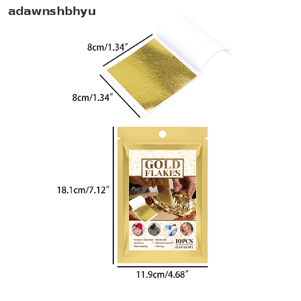 Set 10 Lá Vàng Lấp Lánh Trang Trí Móng Tay