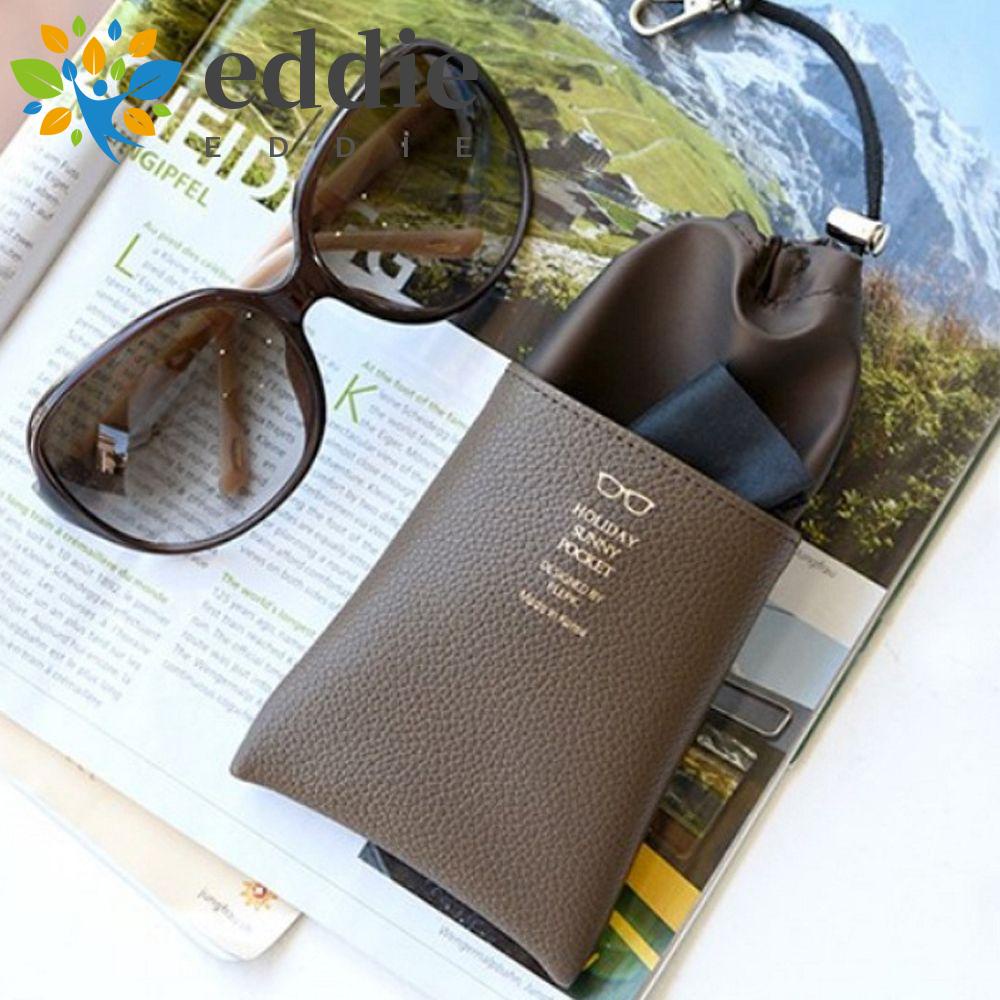 Túi Dây Rút Đựng Mắt Kính Màu Trơn Mềm Mại Phong Cách Retro 26Ede