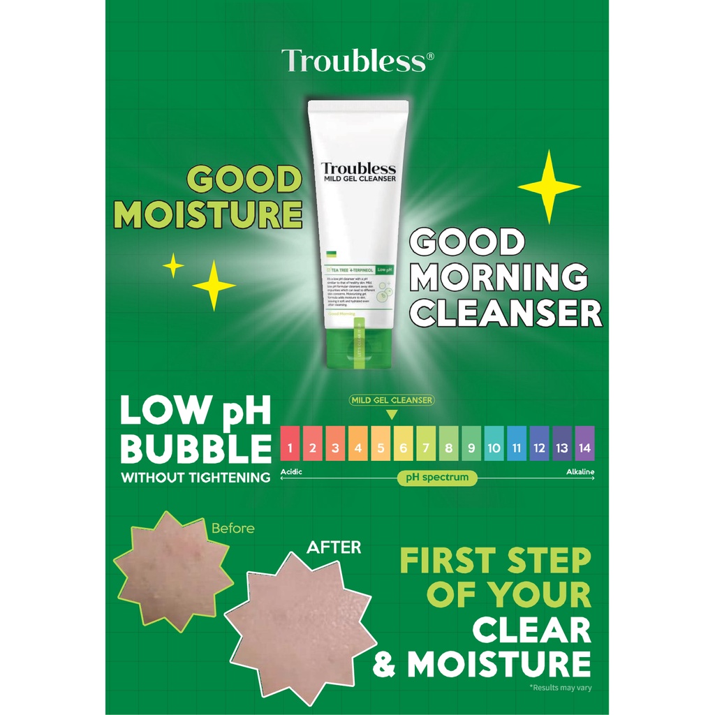 Gel rửa mặt tạo bọt TROUBLESS MILD GEL CLEANSER làm sạch sâu 120ml DAILY BEAUTY Official