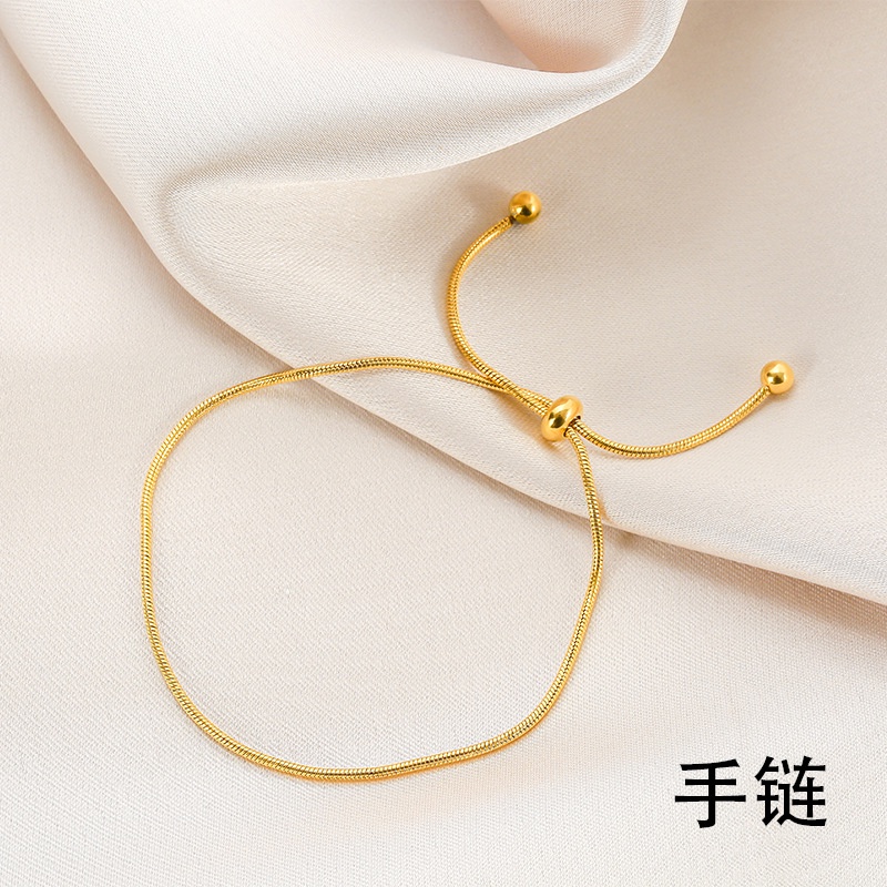 Vòng Tay Xương Rắn Mạ Vàng 18K Đơn Giản Điều Chỉnh Được Không Phai Màu Phong Cách Hàn Quốc