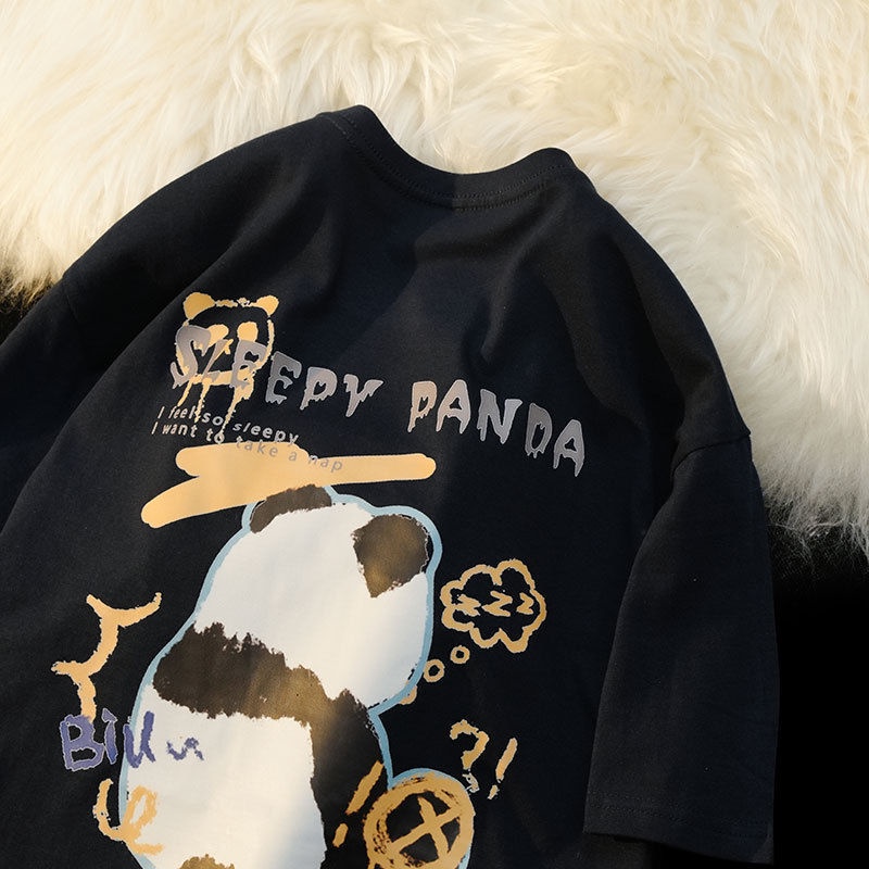 Áo Thun 100% Cotton Tay Ngắn Dáng Rộng Cổ Tròn In Họa Tiết Hoạt Hình Phong Cách Hàn Quốc Thời Trang Mùa Hè Cho Nữ