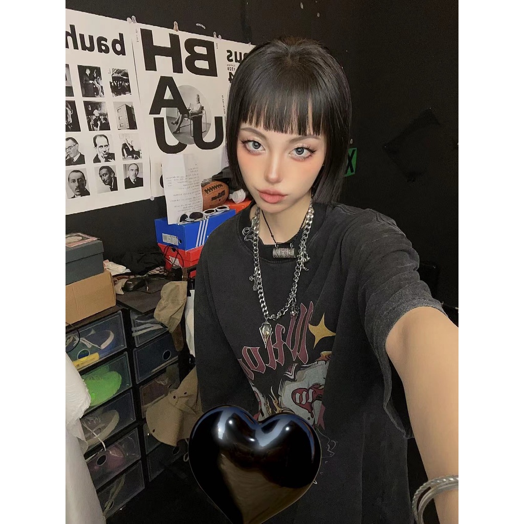 NRVP Áo Thun 100% Cotton Tay Ngắn Dáng Rộng In Họa Tiết Độc Đáo Phong Cách Hàn Quốc Thời Trang Cho Nam Và Nữ