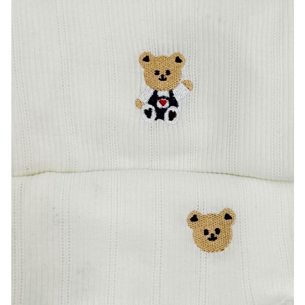 Set ba lỗ bé gái vải dư Hàn thêu gấu thỏ