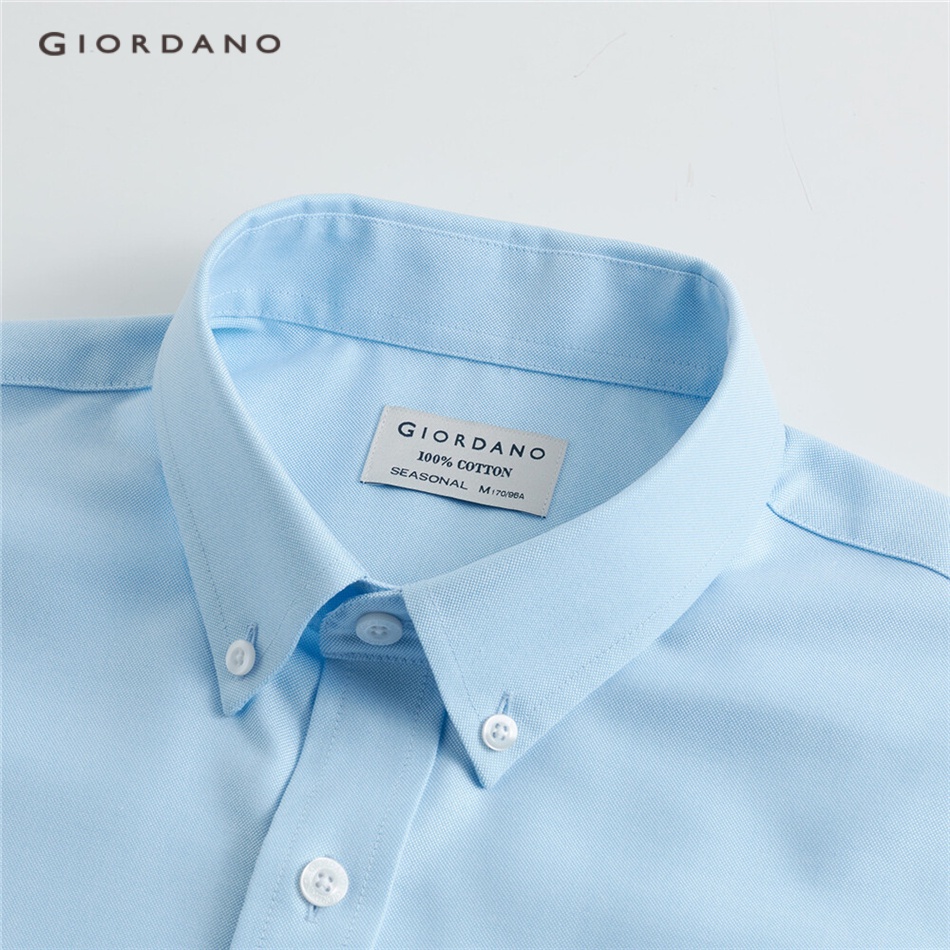 GIORDANO MEN Non-iron short sleeve cotton oxford shirt 01043289