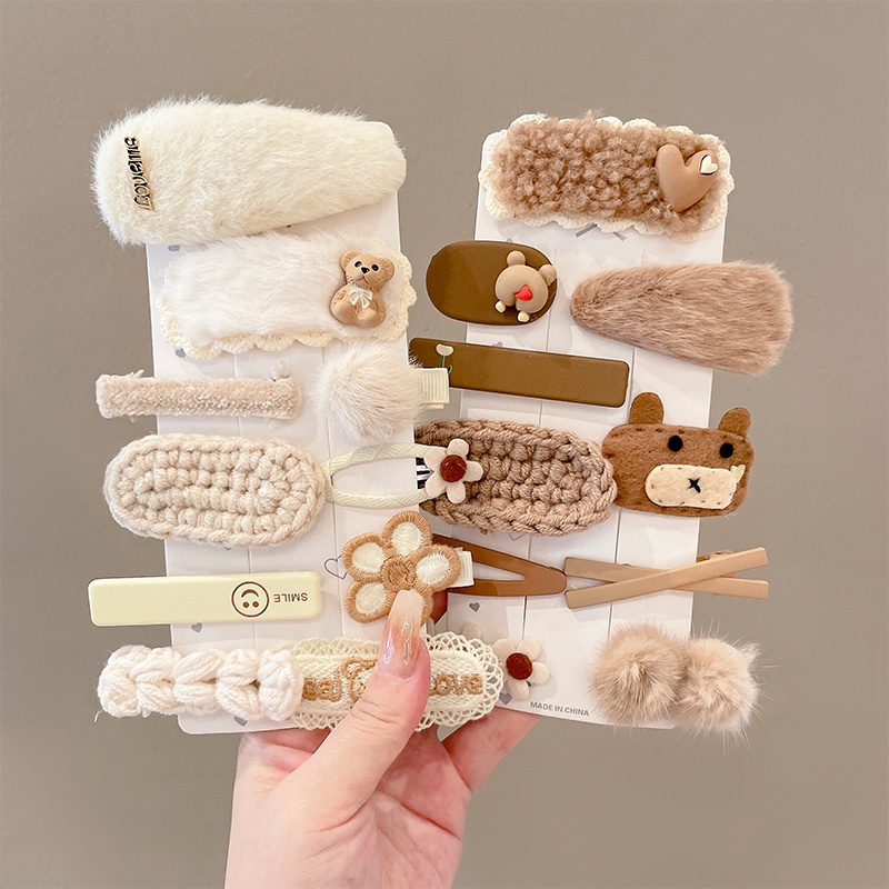 Bộ Kẹp Tóc Lông Nhung Phong Cách Thời Trang Hàn Quốc Dành Cho Bé