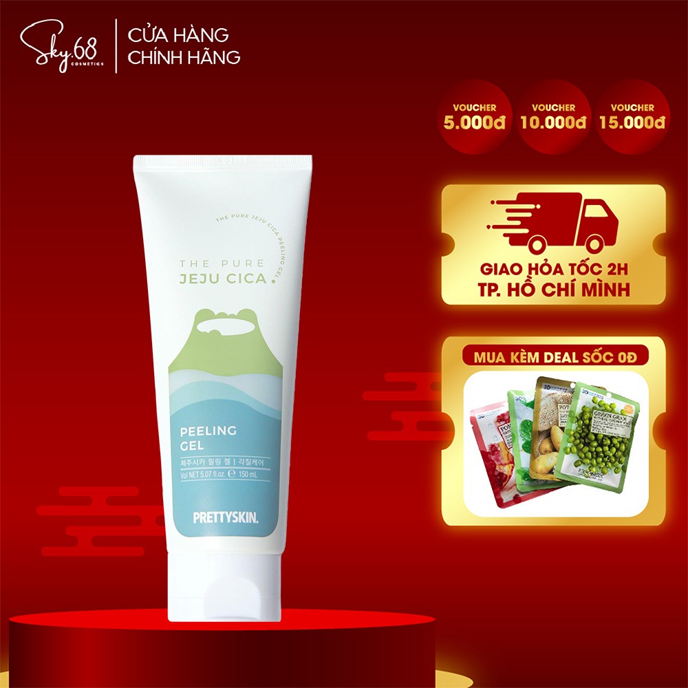 Tẩy Da Chết Làm Sáng Da Giảm Mụn Đầu Đen Rau Má JEJU CICA PrettySkin 150ml