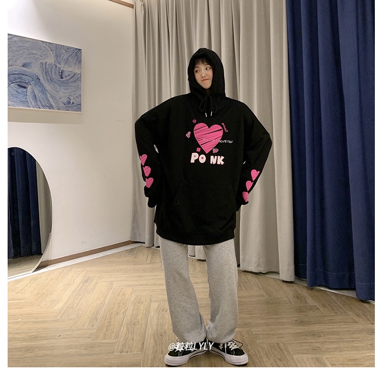 Hàng Có Sẵn Áo Hoodie Unisex Oversize Phong Cách Hàn Quốc