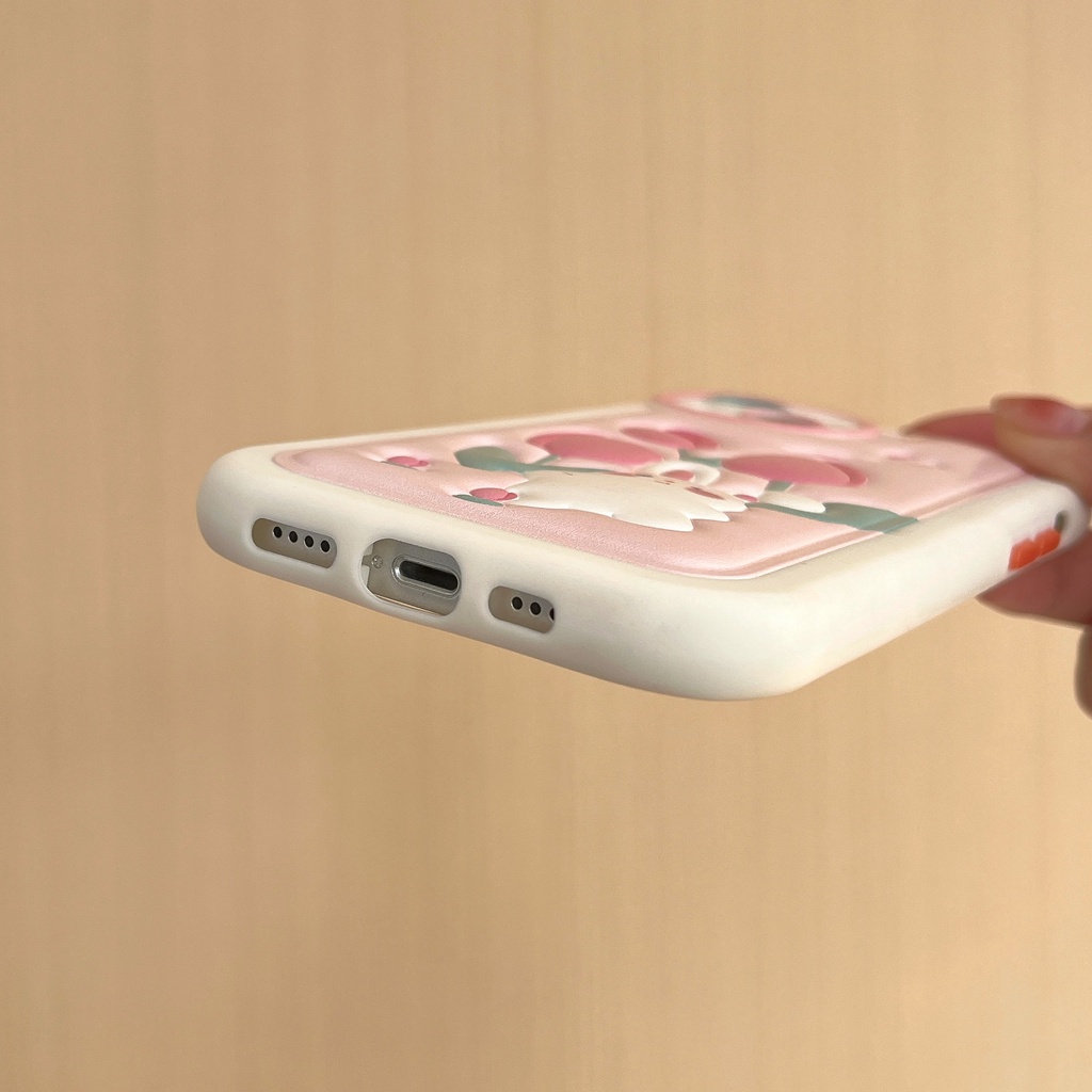 Ốp Điện Thoại TPU PC Silicon Mềm Chống Rơi Hình Hoa Tulip / Thỏ Dễ Thương Cho iPhone 14 13 12 11 Pro Max