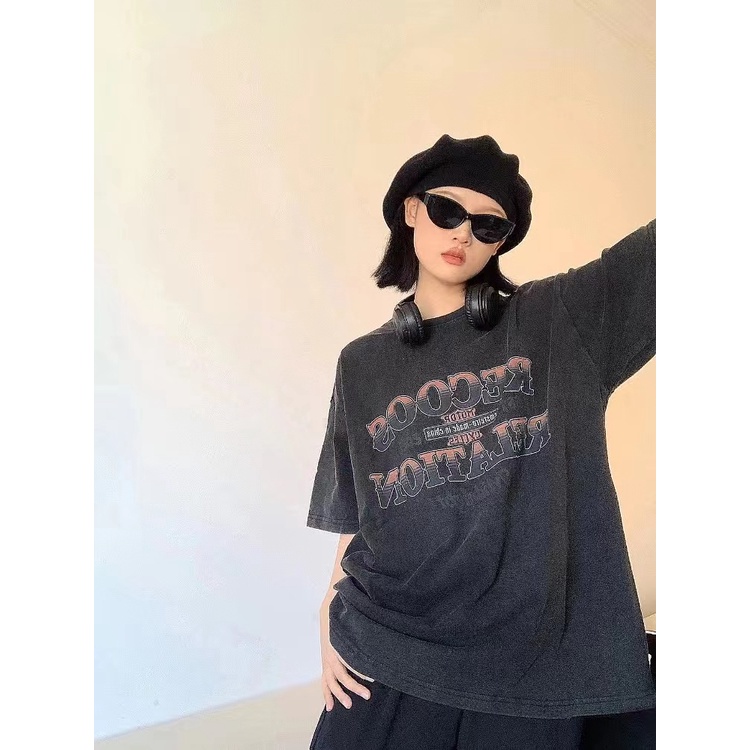 NRVP Áo Thun Đen 100% Cotton Tay Ngắn Dáng Rộng Phong Cách Hàn Quốc Cho Nữ Có Size 5XL