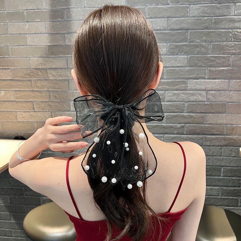 Dây Cột Tóc Lưới Đính Hạt Ngọt Ngào Thời Trang Hàn Quốc Cho Nữ CHLINS