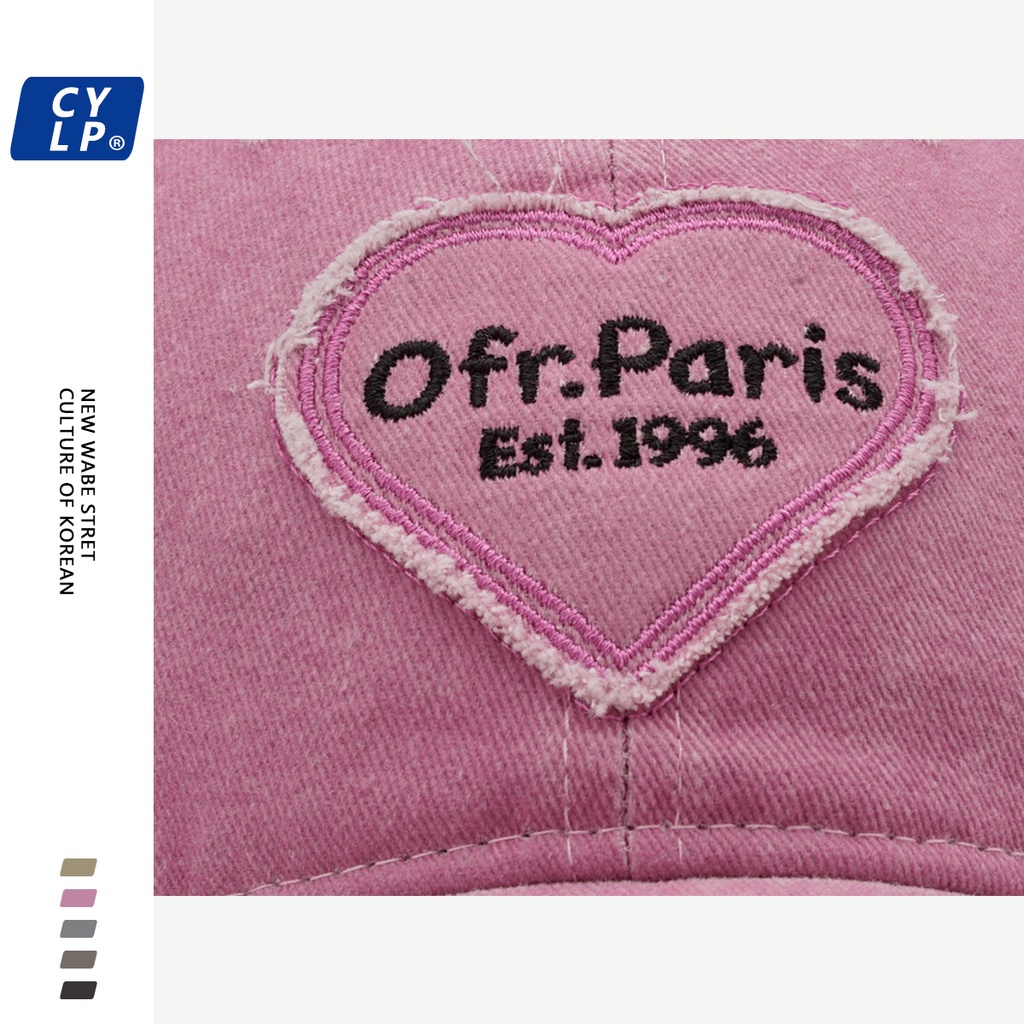 Mũ Lưỡi Trai Mềm Thêu Hình Trái Tim Phong Cách Hàn Quốc Cho Cặp Đôi