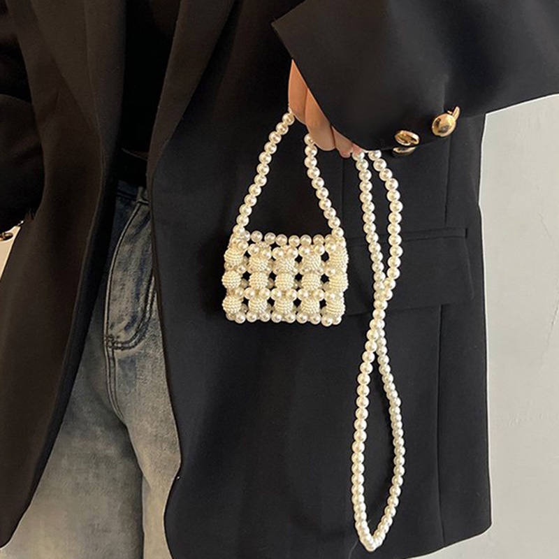 Túi Đeo Chéo mini Đính Ngọc Trai Phong Cách retro Dành Cho Nữ