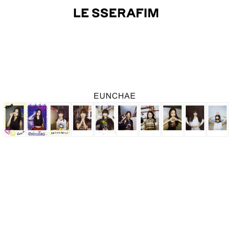 Set 6 Tấm Ảnh Thẻ In Hình Các Thành Viên Nhóm Nhạc Kpop LE SSERAFIM SAKURA KAZUHA HUH YUNJIN