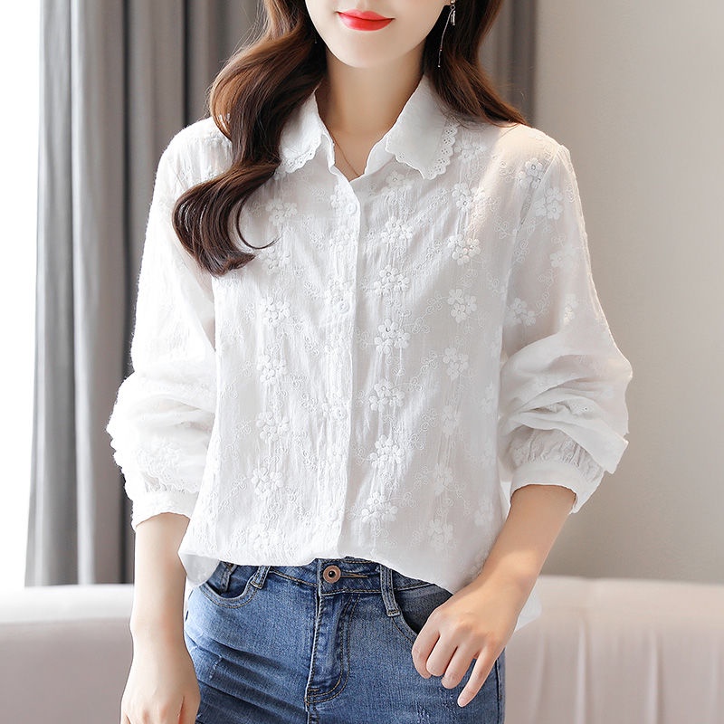 Áo Sơ Mi Cotton Thêu Họa Tiết Đơn Giản Thời Trang Chất Lượng